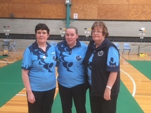 National ladies Triples Bronze medalists Dawn Carey, Jacinta Marney and Gill Phillips.