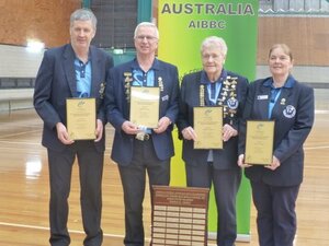 National Mixed Fours Champions Blackie Lenehan, Ian Lake, Cherril Helmore and Sandi Johnstone.